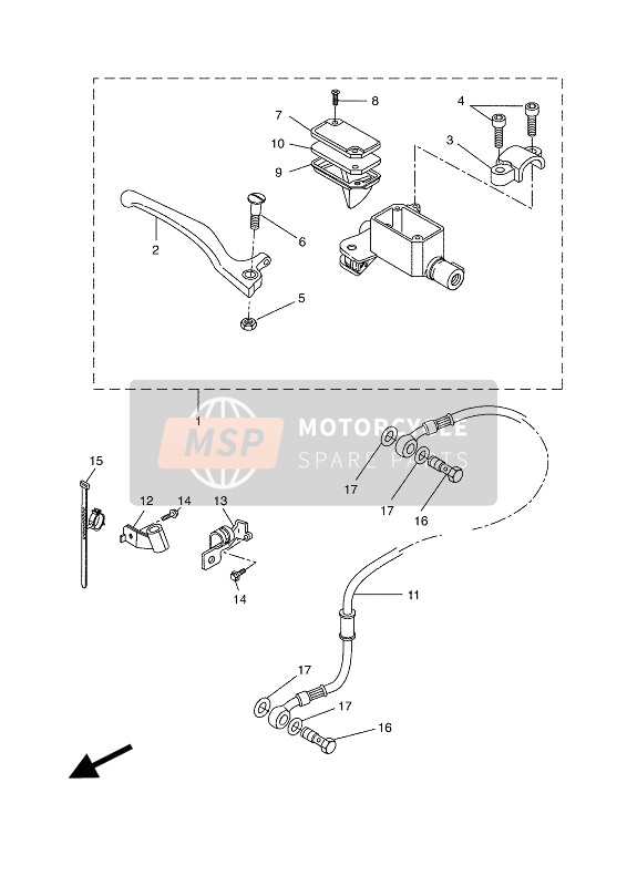 Yamaha NS50F 2016 Pompa freno anteriore per un 2016 Yamaha NS50F